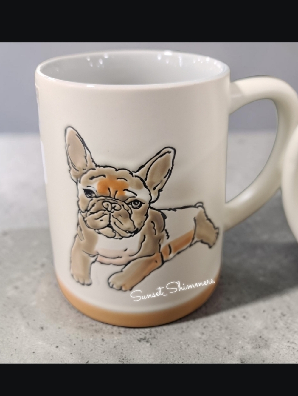 Spectrum Designz Watercolor FRENCH BULLDOG Laying Down Etched Ceramic Coffee Mug